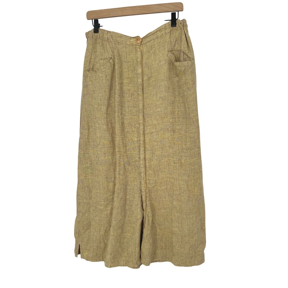 Vintage FLAX Jeanne Engelhart Linen‎ Maxi Skirt M Snap Front Lagenlook Coastal